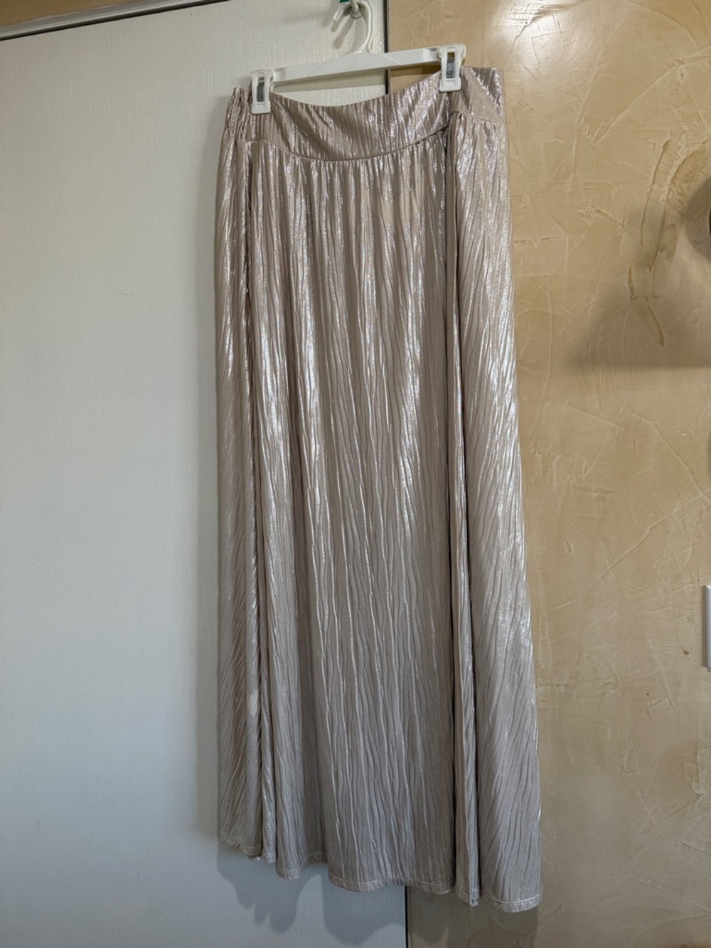 Misa Los Ángeles Metallic Wrap Maxi Skirt - Neutral Champagne